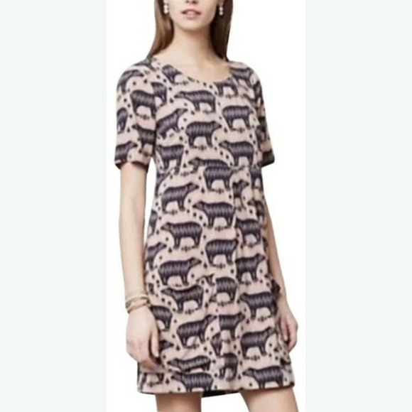 ANTHROPOLOGIE Maeve Zola Bear Shift Dress - Women's - Picture 1 of 9